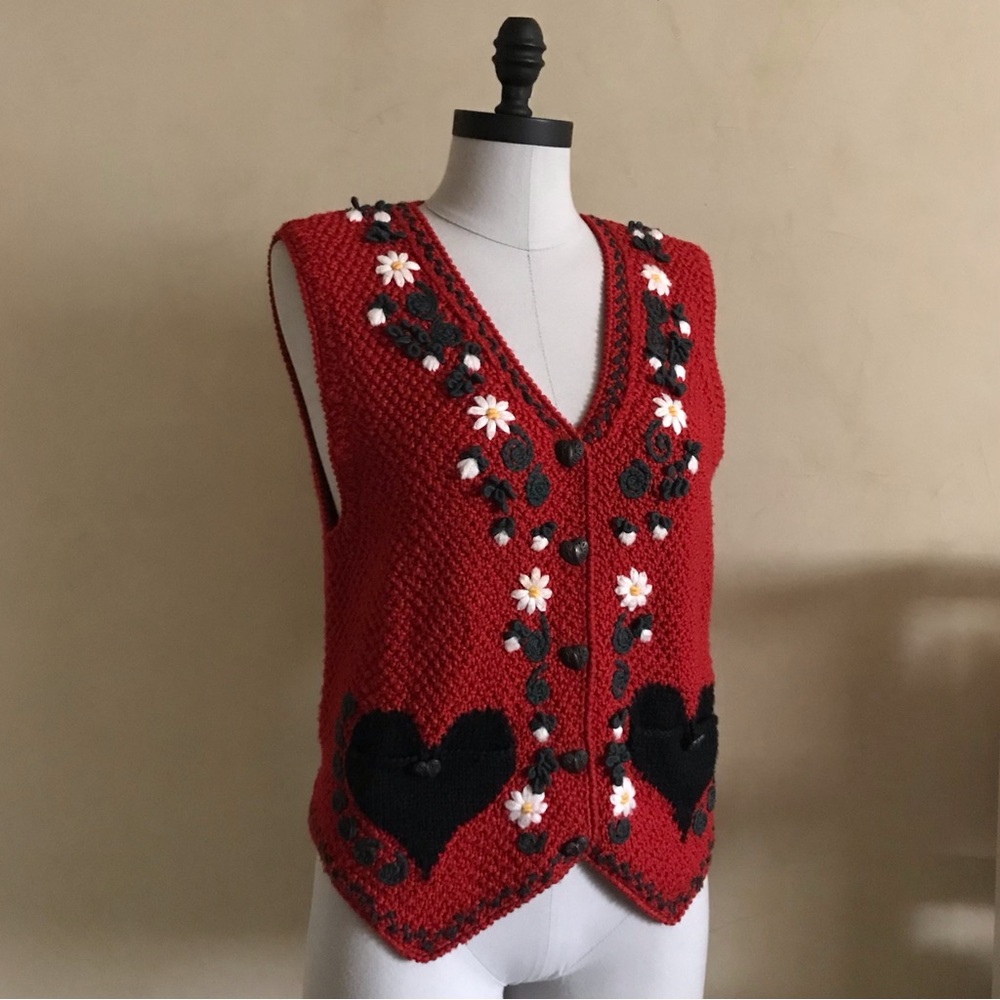 Vintage Obermeyer Embroidered Knit Vest